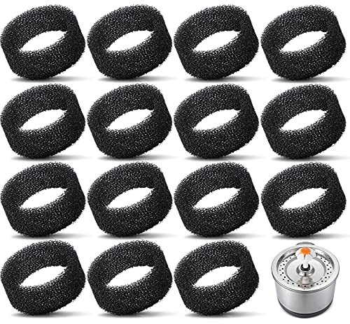 Enhon 16 Pièces Filtre en Mousse de Fontaine pour Animaux Noir Éponge Ronde Filtre Fontaine Eau Chat de Remplacement de 2,5 L/ 84 oz