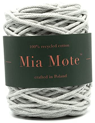 Mia Mote Thinny Line Makramee garn Natürliche Baumwollkordel 100% Wiederverwertung Baumwollgarn DIY makramee Vorhang Kordel Weben Stricken Boho deko Muttertagsgeschenk 3mm 100 m Halit/optisch grau