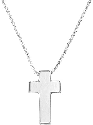 s.Oliver Kette mit Anhänger Edelstahl Jungen Kinder Halsschmuck, 40+3 cm, Silber, Kreuz, Kommt in Schmuck Geschenk Box, 2035539