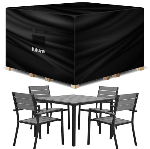 Futura Premium Square Garden Furniture Covers Waterproof 200x200x90cm, Heavy Duty 600D Oxford Fabric Outdoor Table, Patio & Rattan Garden Furniture Covers, PVC Lined, Air Vents and UV Safe