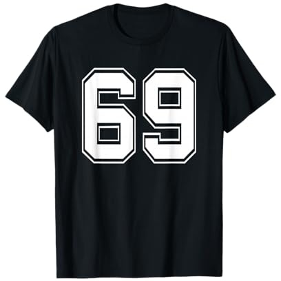 Maglietta con numero 69, da baseball, calcio, per compleanno Maglietta