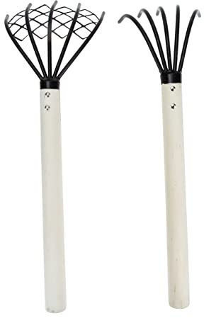 Yardenfun Muschelrechen Handrechen Krallenrechen 2 Stück 5 Langlebiges Metall Ergonomischer Griff zum Graben von Muscheln Schalen und Sand Am Strand für Hobbyangler und Geeignet