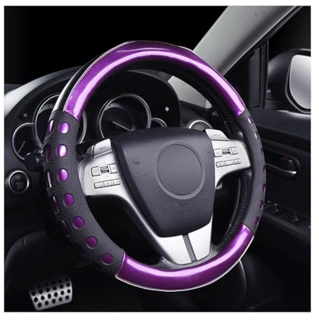 Housse de volant JNNJ, en cuir microfibre brossé laser, antidérapante, universelle, 38 cm, violet