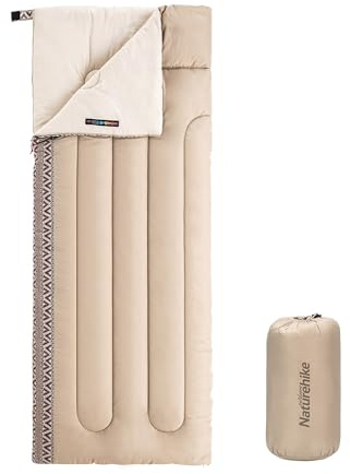 Naturehike Saco de Dormir Adulto Invierno Infantil niños 4 Estaciones Rectangulares Camping Impermeable 190x75cm 7-13℃ para Interiores y Exteriores para Senderismo Viajar(Crema Izquierda)