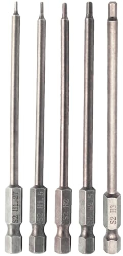 5-Pack RC Hex Bit 1.27mm 1.5mm 2.0mm 2.5mm 3.0mm Hex Head Allen Wrench Drill Bit Set for Screwdrivers Electric Screwgun/Power Drill