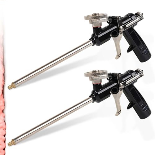 2 Stück PU Schaumpistole, Bauschaumpistole aus Metall, Bauschaum Pistole mit Ergonomischem Kunststoffgriff und Teflon Beschichtet für Profi Heimwerker zum Abdichten Füllen den Heim und Bürogebrauch