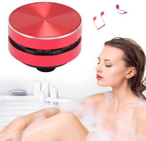 Diyeeni Haut-Parleur à Conduction Osseuse, Haut-Parleur Portable sans Fil avec Radio FM, Mini Haut-Parleur Stéréo avec Ventouse, Micro intégré, pour Salle de Bain, Plage (Rouge)