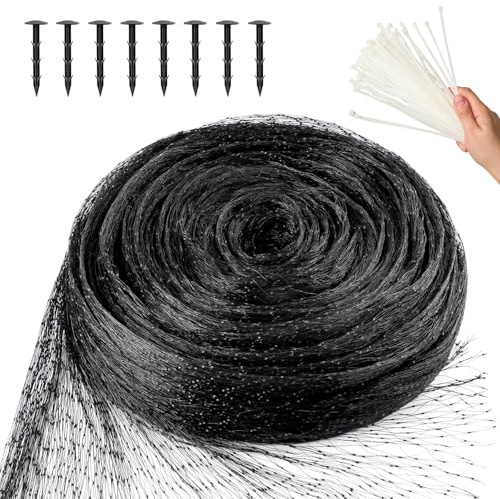 MAIYADUO Garden Netting for Plants Fruit Veg Patch Grass Seeds, Anti Bird Netting Kit with Plastic Ground Pegs, Pond Netting Cover, Plant Netting Protection Garden Mesh Fence, 4x5m,Black