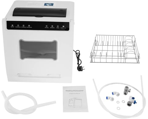 Bordsdiskmaskin, fyra tvättlägen, touch-kontroll, minidiskmaskin, automatisk torkning och desinfektion, liten diskmaskin med avtagbar bestickkorg och knivlåda
