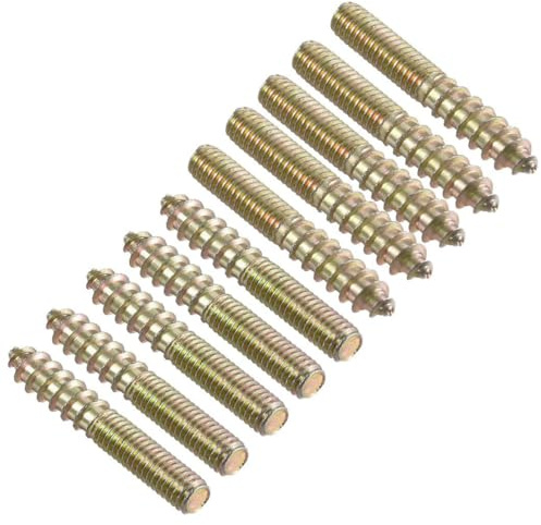 TA-VIGOR 10Pcs Hanger Bolts, M6x40mm Double Headed Bolts Self Tapping Screw, Double Ended Dowel Screws for Wood Joint Furniture
