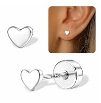 FIOROYAL Pendientes Plata de Ley 925 Mujer Niña Pendiente Hipoalergenicos Lindo y adorable Corazón Circonita Flor Lazo Fresa Hoja Pequeño Piercing Helix Tragus Pendiente de Aretes Plata/Oro