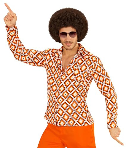 W WIDMANN Milano Mode Festive - Chemise années 70, Chemise pour Homme, Style Disco, Costumes de Carnaval