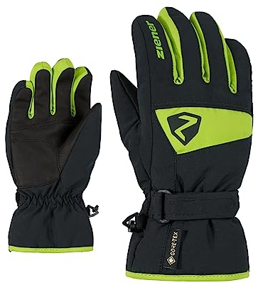 Ziener Lago GTX Glove - Guanti da Sci per Bambini, Impermeabili, Traspiranti, Colore Verde Lime, Taglia 7,5