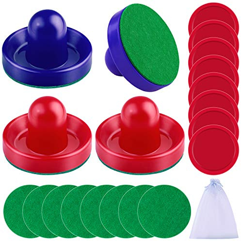 URATOT Air Hockey Pushers and Pucks - 4 Pushers, 8 Red Pucks and 8 Green Pads - Replacement Accessories for Game Tables