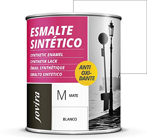 JOVIRA PINTURAS Esmalte Sintético Antioxidante. Esmalte directo sobre oxido. Para la protección y decoración de superficies de madera, hierro y acero. Mate (2,3 Litros, Blanco)
