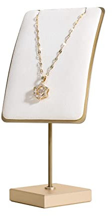 GemeShou White necklace holder small jewelry stand, Velvet necklace display stand for selling, metal jewelry organizer necklace earring hanger【White】