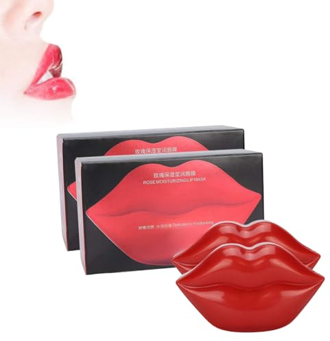 2 Box Lip Sleeping Rose Maske, Feuchtigkeitsspendende Lippenpads Kollagen Peptid Lippenbehandlung Lip Plumping Balm Befeuchtet und repariert trockene, rissige Lippen für Die Lippenbehandlung Pflege