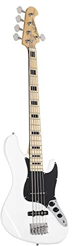 J & D JB Vintage 1975 5-String Electric Bass (White) - Basso elettrico a 5 corde