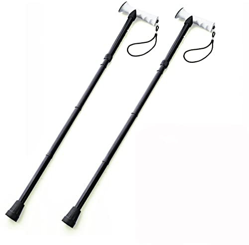 2er Set Gehstock Faltbar Aluminium Höhenverstellbar 83-93 cm Gehstütze Schwarz Spazierstock Gehhilfe mit Gelgriff Wanderstock