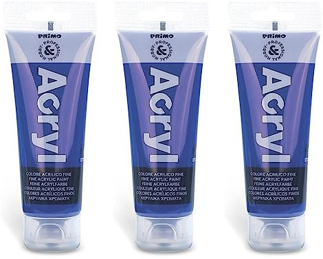 PRIMO Lot de 3 Tubes Soft Plastique 75ml Peinture Acrylique Fine Bleu Outremer 500