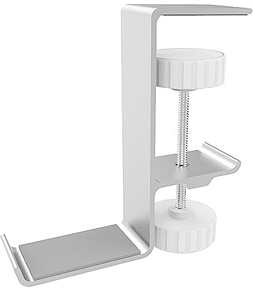 Lvjkes Soporte Auriculares, Colgador de Auriculares Soporte de Auriculares, Universal de aleación de Aluminio de Juegos de Auriculares de pie bajo el Escritorio Percha Gancho Abrazadera, Plata