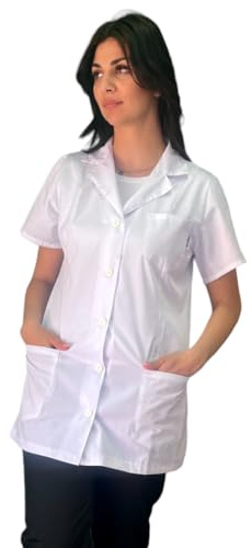 tessile astorino Camice da Lavoro Donna per Maestra Asilo Scuola Materna Imprese di Pulizie Alimentari Macelleria Divisa Personalizzata con nome (Bianco, XL)