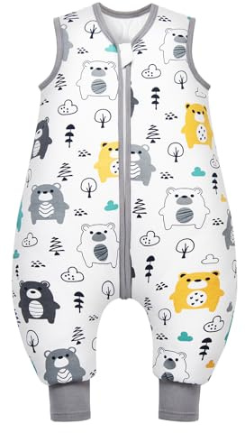 Mosebears Gigoteuse bébé avec Jambes 2,5 Tog Hiver Turbulette Coton Doux et Respirant pour Enfant, Fermeture à glissière Double Sens