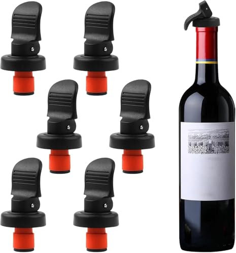 6 tappi per bottiglie di vino, tappi riutilizzabili in plastica per vino, tappi per bottiglie di vino tappi per champagne con chiusura ermetica, set di sigillanti per bottiglie di vino fresco