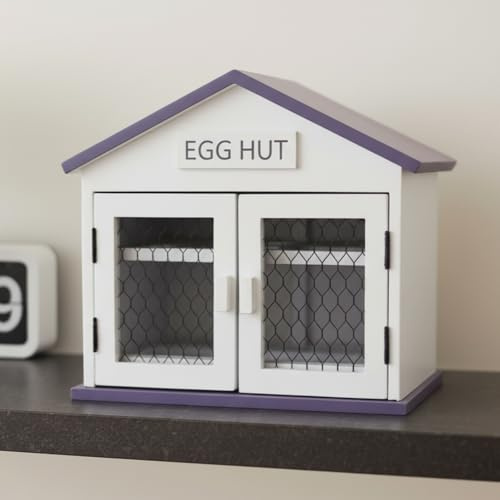 Caja de almacenamiento de madera blanca para huevos, organizador de 16 cestas de huevos para encimera
