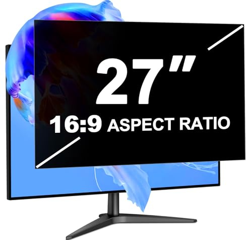 LUSA DESIGN 27 Zoll Monitor Blickschutzfilter für 16:9 Seitenverhältnis, Blendfrei Blaulichtfilter Computer Privacy Screen 27 Sichtschutzfolie, Abnehmbarer Blickschutzfolie Sichtschutzfilter