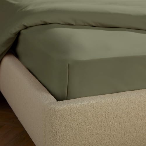 Silentnight Brushed Cotton Bed Linen - Soft Velvety Touch 100 Percent Cotton - Cosy Warmth Feel for Colder Nights - Breathable Lightly Brushed Hypoallergenic (Green, Single, Fitted Sheet)