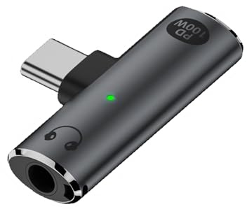IVIVTOR USB-C hörlursadapter – 2-i-1 100 W snabbladdning och 3,5 mm ljudadapter för telefoner med typ C