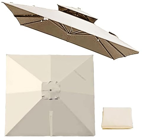 UWOBTN Toldo de Repuesto para Sombrilla Patio 8 Varillas, 2.5x2.5/3.0x3.0/4.0x3.0m Rectangular/Cuadrado Cubierta Tela Paraguas Exterior Recambio para Jardín, Terraza, Playa, Mesa(Off-white,3.0mx3.0m)