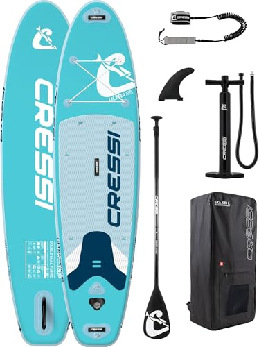 CRESSI since 1946 - Ultra Isup Set - Large Inflatable SUP Board for Adults Highly Stable and Durable Complete with Accessories Paddle Fin Pump Leash,Bag/Backpack - 320x81x15 cm Max 130 kg