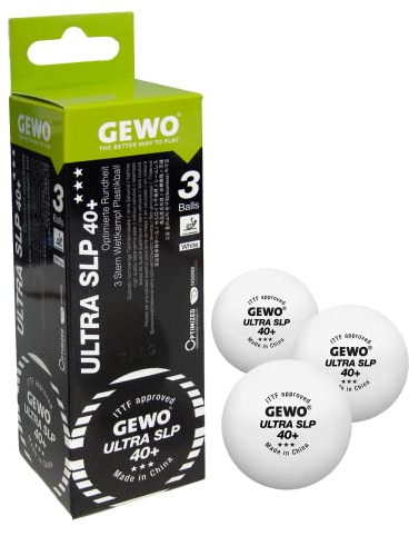 GEWO Ultra SLP Tischtennisbälle - 3 Sterne Tischtennis-Ball aus Plastik 40+ ohne Naht - ITTF-zertifizierte Wettkampf Bälle - 3 hochwertige Profi-Tischtennisbälle weiß, 40+mm Durchmesser