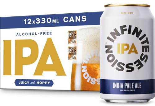 Infinite Session IPA - Alcohol Free Beer - 12 x 330 ml Cans of Non Alcoholic IPA - Gluten Free, Vegan, 35 Calories per Can - Award Winning Craft Beer - Brewed in UK