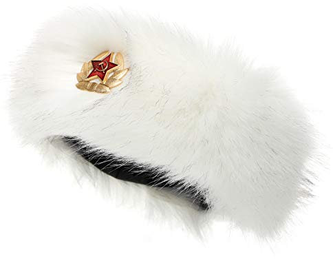 Soul Young Bandeau En Fourrure Chapka Russe Femmes Bandeaux Fausse Fourrure De Hiver Pour Ski(Blanc avec KGB)