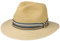 Stetson Romaro Toyo Traveller Strohhut Herren - Sommerhut aus Viskose - UV-Schutz 40+ - Breite Krempe - Mit gestreifter Ripsbandgarnitur - Sonnenhut - Männerhut - Frühjahr/Sommer beige XL (60-61 cm)
