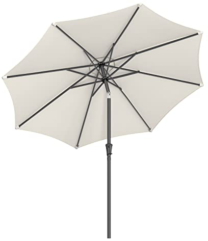 SONGMICS Sonnenschirm 270 cm, UPF 50+, Strandschirm, beidseitig um 30° knickbar, Sonnenschutz, mit Kurbel zum Öffnen/Schließen, für Terrasse, Balkon, Pool, ohne Ständer, beige GPU27BE