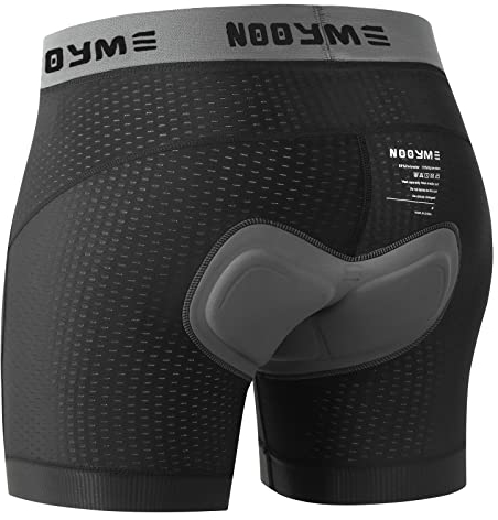 NOOYME Fahrradhose Herren Radunterhose Herren Schnelltrockende Radlerhose Herren mit Sitzpolster 4D Atmungsaktive Fahrradunterhose Herren Gepolstert Elastische Radhose Herren Schwarz L