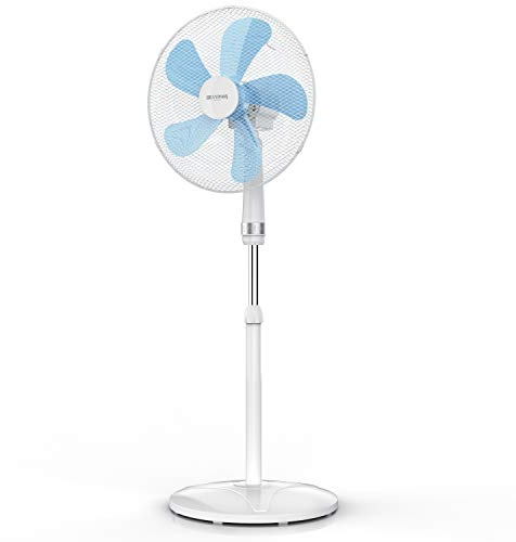 Brandson - Standventilator 50 W - Standlüfter 40 cm - Ventilator höhenverstellbar – Neigungswinkel 30° verstellbar - hoher Luftdurchsatz - 3 Geschwindigkeitsstufen – Oszillation 80° - weiß