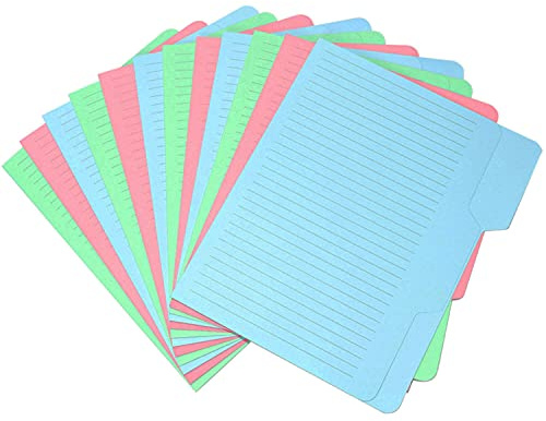 Find It File Folders - Pack of 12 Tabbed, Letter Size, Double-Sided, Ruled Filing Folders for Office, School, Note-Taking and Organization, Back to School Supplies for Students - Assorted Colors