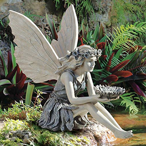 Syfinee Garden Angel Sculpture - Sitting Fairy Statue Resin Craft Garden Lawn Yard Art Patio Home Art Ornaments Outdoor Decorations Gifts~16x11x9.5cm