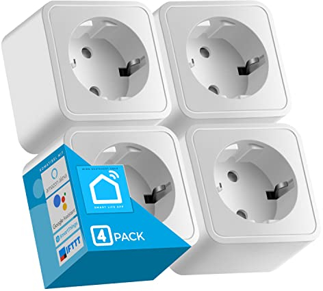 Echos Smart WLAN Steckdose 4er Pack | App-gesteuert | Sprachsteuerung mit Alexa u. Google Home | Smart Home Steckdose | Fernsteuerung | Smarte Steckdose | WIFI Steckdose | Intelligente Steckdose