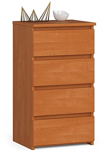 AKORD | Cassettiera a 4 Cassetti | Credenza Alta | Moderna Mobiletto per Soggiorno Sala da Pranzo Camera da Letto Corridoio Bagno | Armadio Cameretta | 35x40x74 cm | Ontano