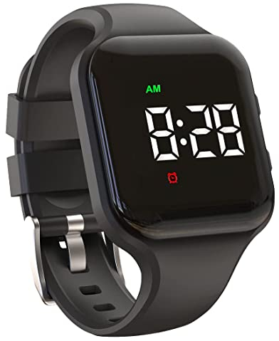 E-Vibra Sveglia resistente all'acqua con vibrazione e schermo di blocco, orologio di ricarica 15 per allenamento e servizi igienici (Black Square)