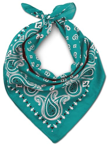 LOVARZI Bandana Verde Teal Cotone, Foulard Uomo Donna Collo Testa