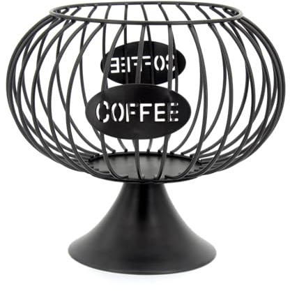Coffee Pod Storage Organizer K Cup Holder for Counter Iron Storage Basket for Keuring pods Coffee Bar Decor Coffee Bar Accessories for Coffee Capsule Creamer (Black-L, Large)