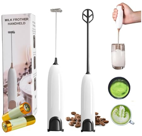 JOUR DE THÉ Montalatte elettrico | frusta montalatte portatile per Matcha, Cappuccino, Latte, Smoothie | 2 fruste multiuso | 2 batterie incluse, MLE002
