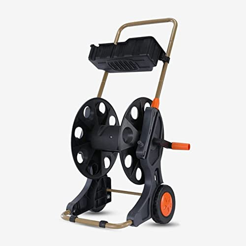 carrete portamanguera jardín Carrito for carrete de manguera de agua con ruedas, carrete de manguera portátil resistente y soporte for manguera de jardín, con diseño de caja de almacenamiento, for jar